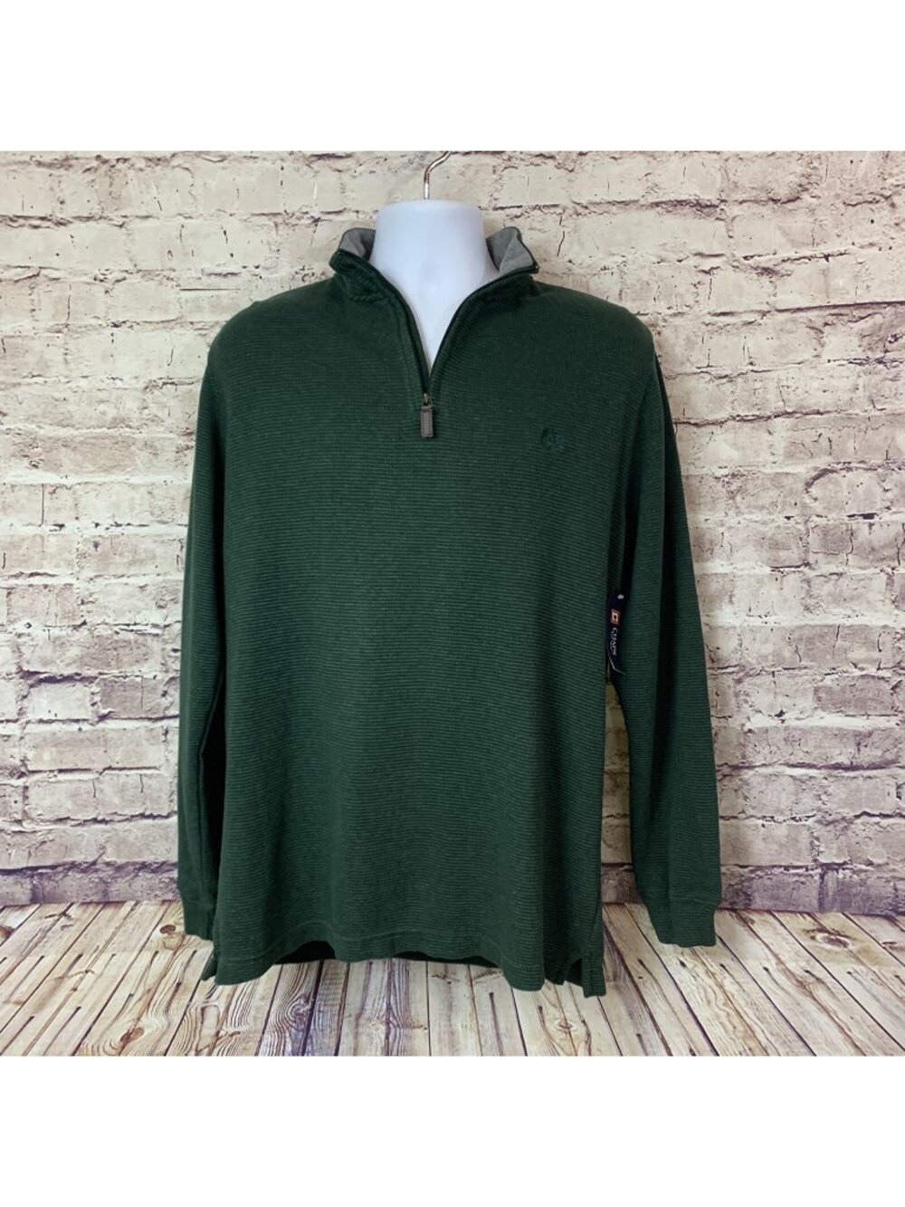 Chaps Green 1/4 Zip Long Sleeve Sweater